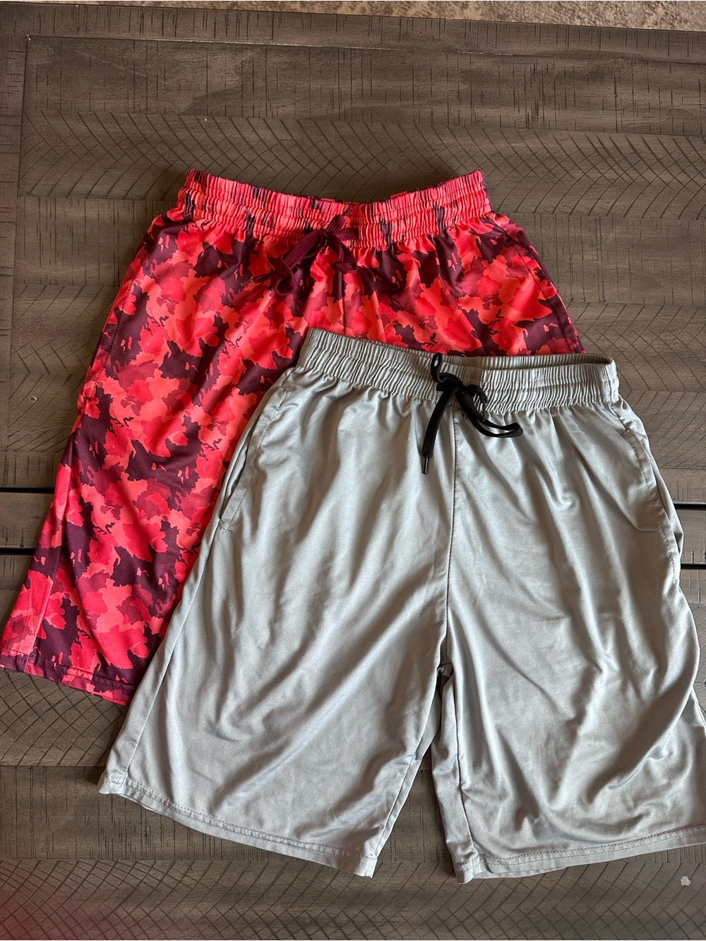 Boys 2-Pack Active Shorts - Red Camo & Light Gray
